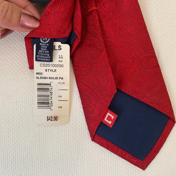 Chaps Red Stretch Necktie Red Sleigh Color NEW NWT - Picture 8 of 8